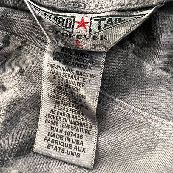 Hard Tail Abstract Marble Print V Neck Long Sleeve Dress Gray Taupe Size L - Picture 7 of 7